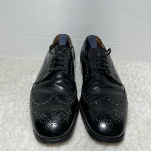 Vtg Alan Mcafee London Men’s 8 Black Leather Wingtip Oxford England Dress Shoes